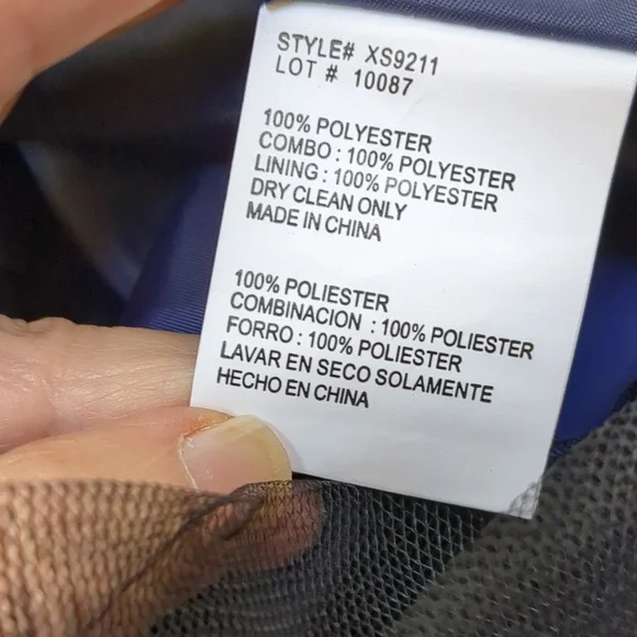 Xscape Navy Off-Shoulder Prom Dress - Picture 13 of 14